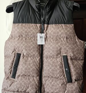 Coach Black and Tan Puffer Vest